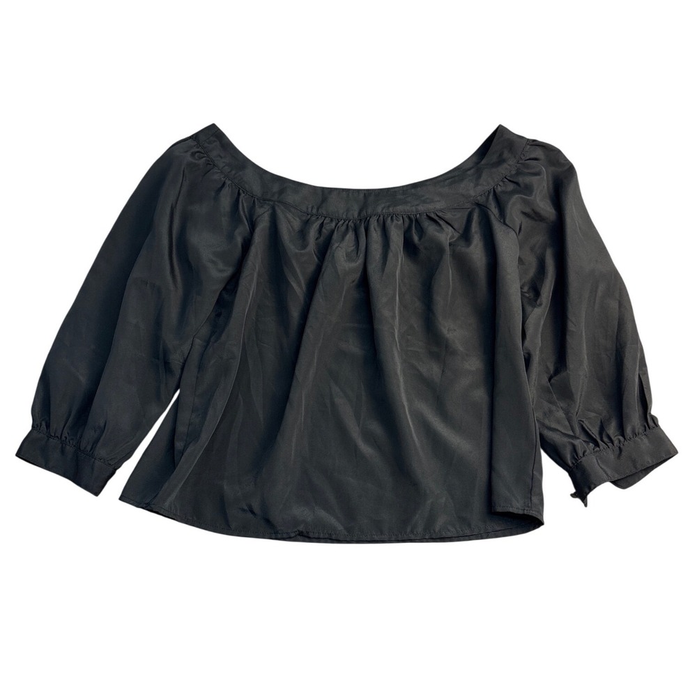 Maeve Anthropologie Black Off The Shoulder Blouse 3/4 Sleeve XSP